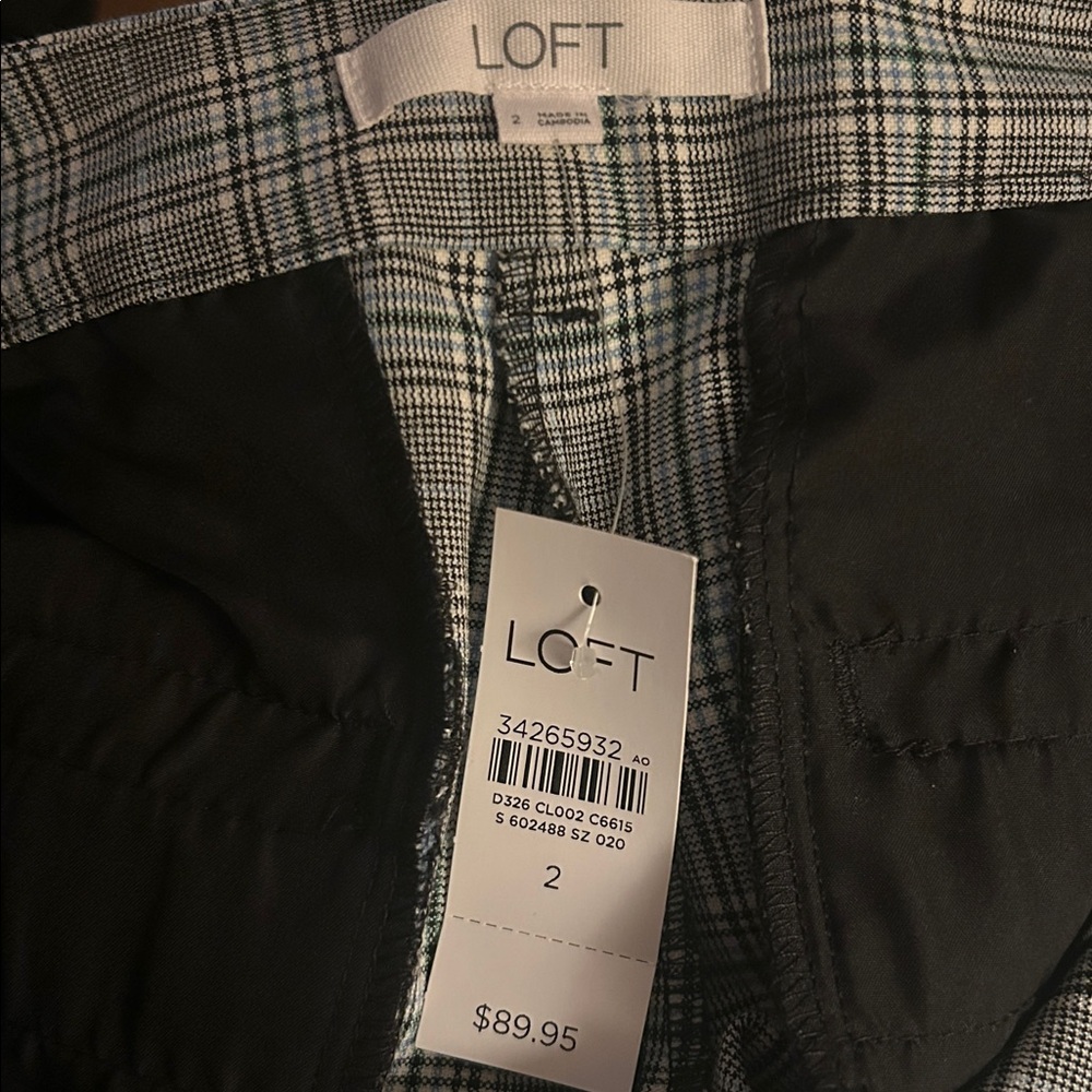 LOFT Tie Waist Devin Slim Pants Plaid - Size 2 NEW NWT - Picture 3 of 6